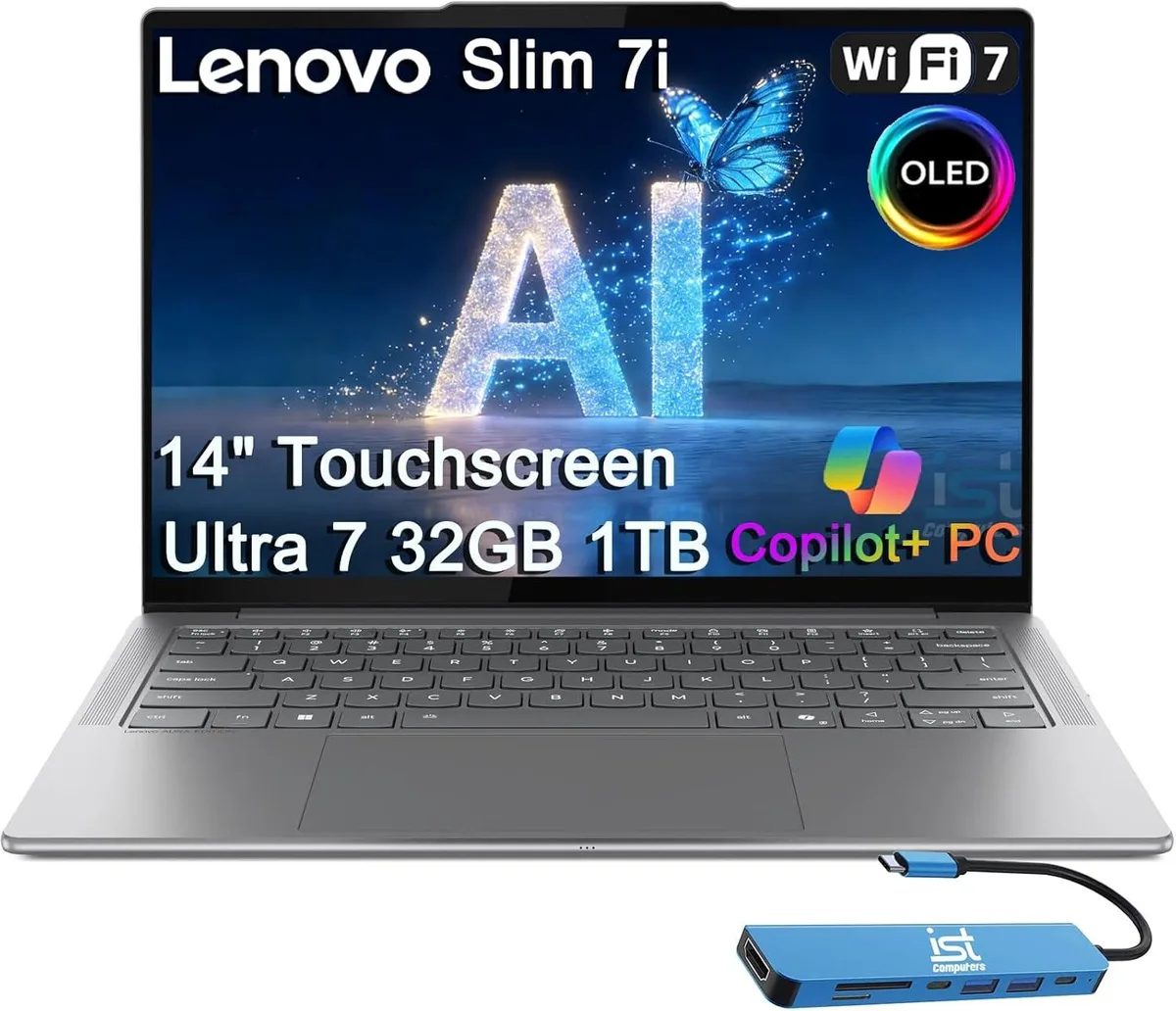 Lenovo Lenovo Slim 7i Aura Edition business laptop 14" OLED touch Core Ultra 7 258V 32GB 1TB — Produktfoto