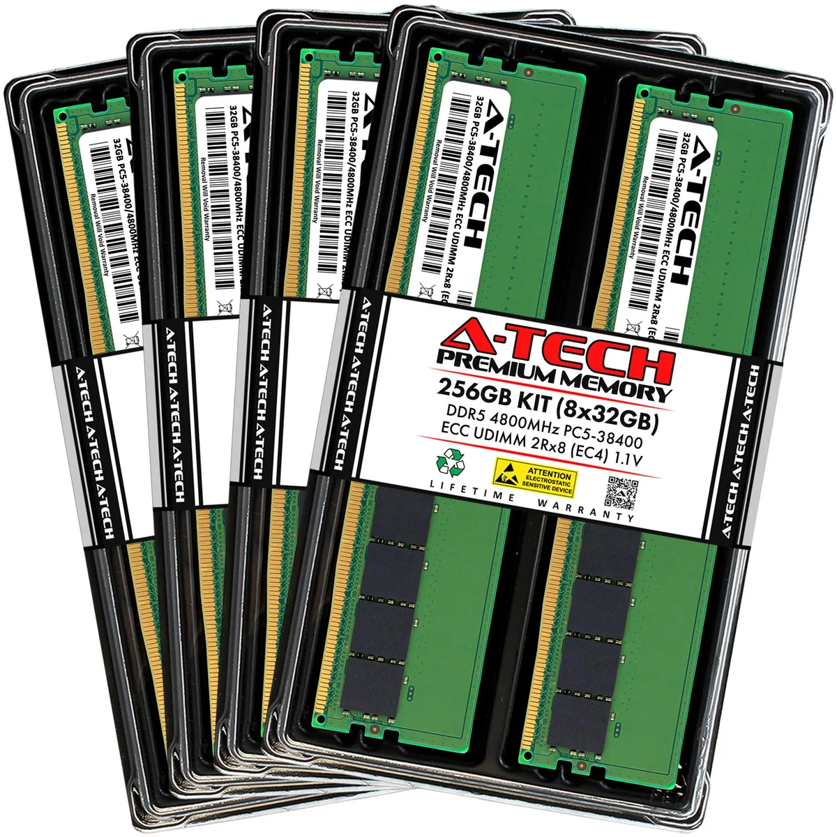 A-Tech A-Tech 256GB (8x32GB) DDR5 4800 ECC UDIMM 2Rx8 Server RAM — photo du produit