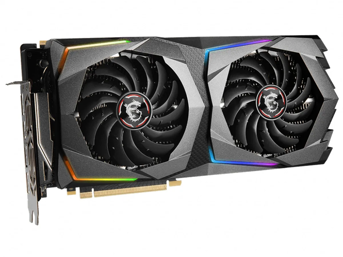 MSI RTX 2070 SUPER GAMING graphics card, dual-fan cooler, black and silver finish, PCIe 3.0 x16 interface