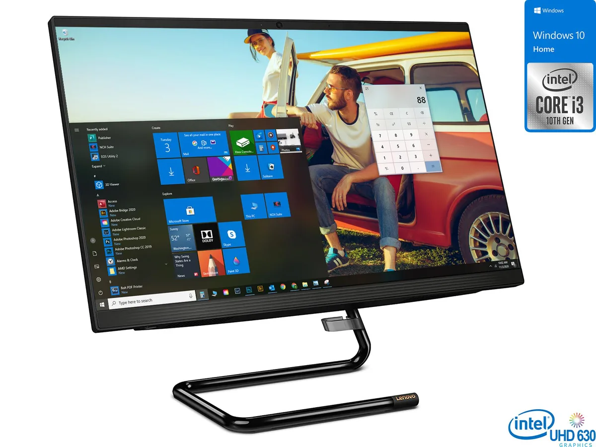 Lenovo Lenovo IdeaCentre 3i all-in-one PC 24" FHD Intel Core i3-10100T 8GB 256GB NVMe SSD + 1TB HDD Windows 10 Home — photo du produit
