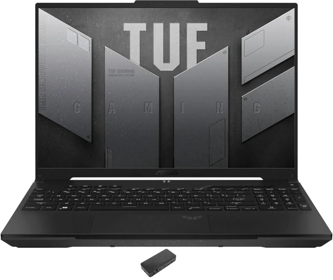 Black 16.0 inch gaming laptop with USB-C dock