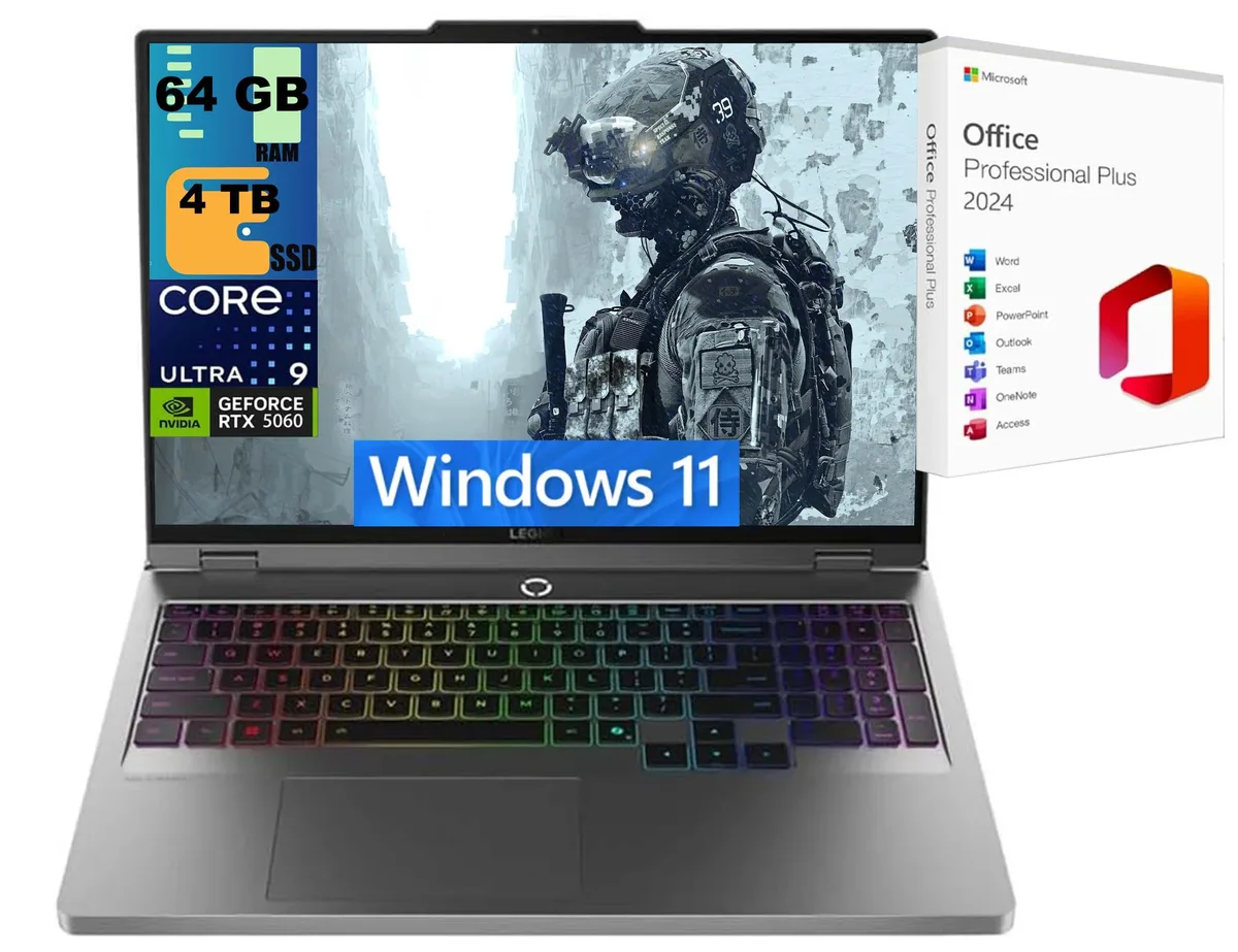 Gray gaming laptop, sixteen inch matte screen, slim aluminum lid, RGB keyboard visible