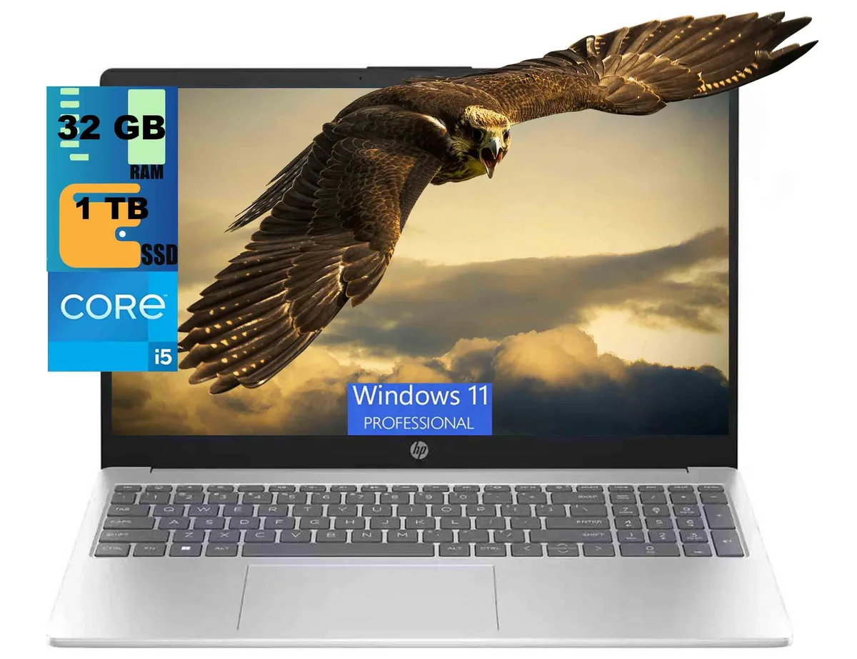 Silver HP 15 laptop closed showing smooth metal finish