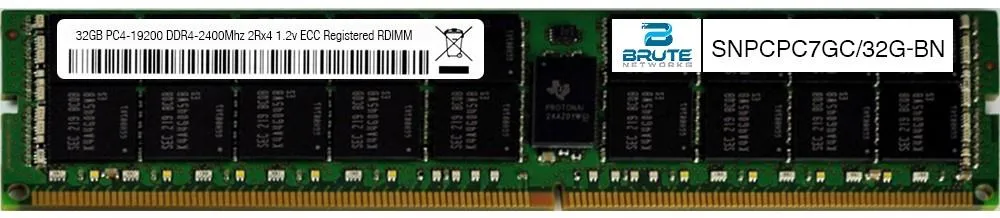 Green 288-pin DDR4 RDIMM module, black chips, gold contacts