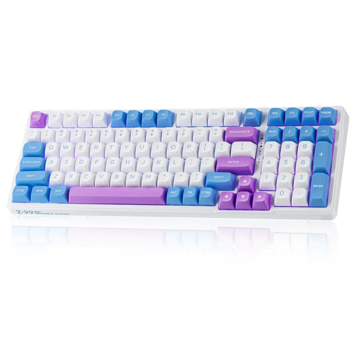 Black 99-key wireless mechanical keyboard with number pad, RGB backlighting, gasket mount and hot-swappable switches