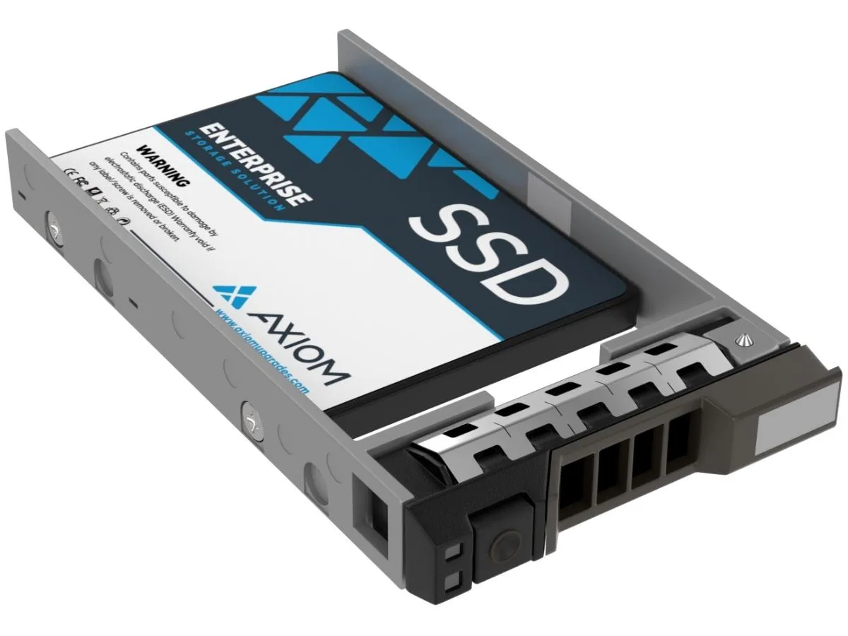 Silver 2.5 inch SAS enterprise SSD with green circuit board visible