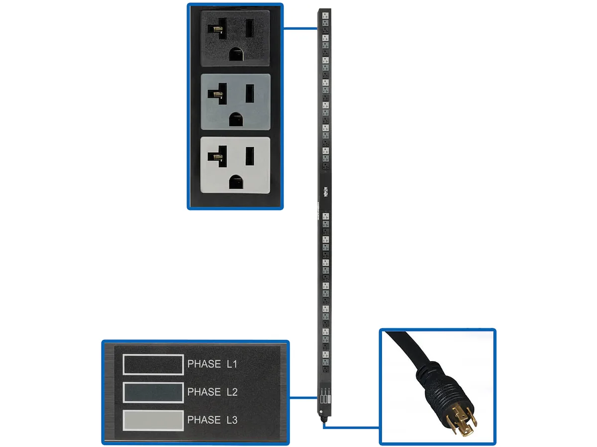 Tripp Lite Tripp Lite PDU3V6L2120LV PDU 5.7kW 3-Phase 42 Outlets 208V L21-20P 6ft 70in 0U — product photo