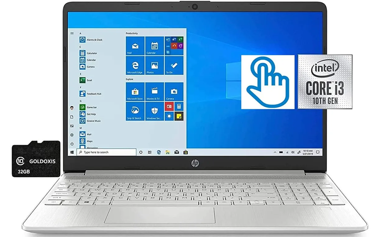 HP HP 15.6" Touchscreen Laptop i3-1005G1 8GB 256GB SSD Windows 10 S Silver — 商品写真