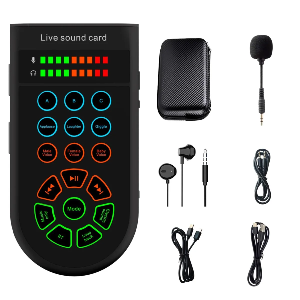  ehaon Portable Sound Card USB 2.0 48 kHz 12 effects 360 g — ภาพสินค้า