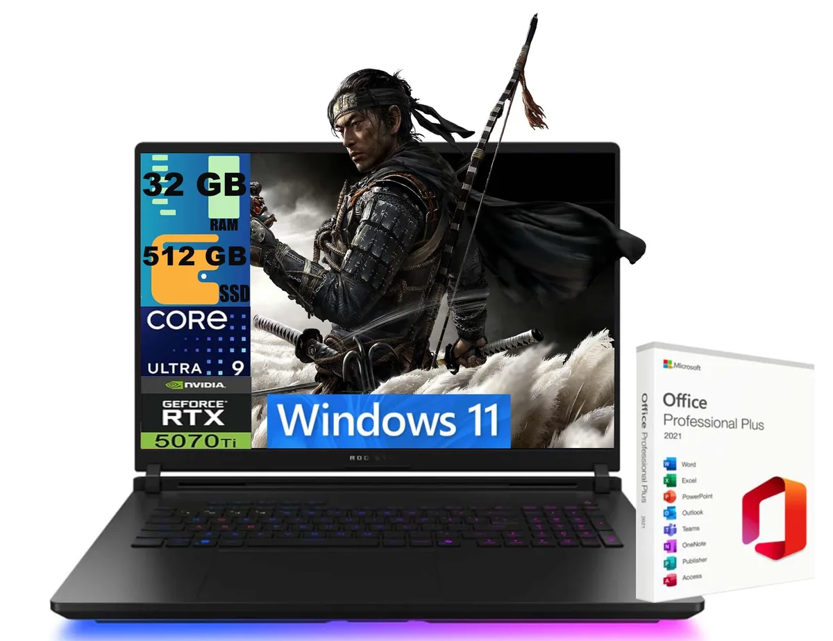 Black 18 inch gaming laptop with per key RGB keyboard
