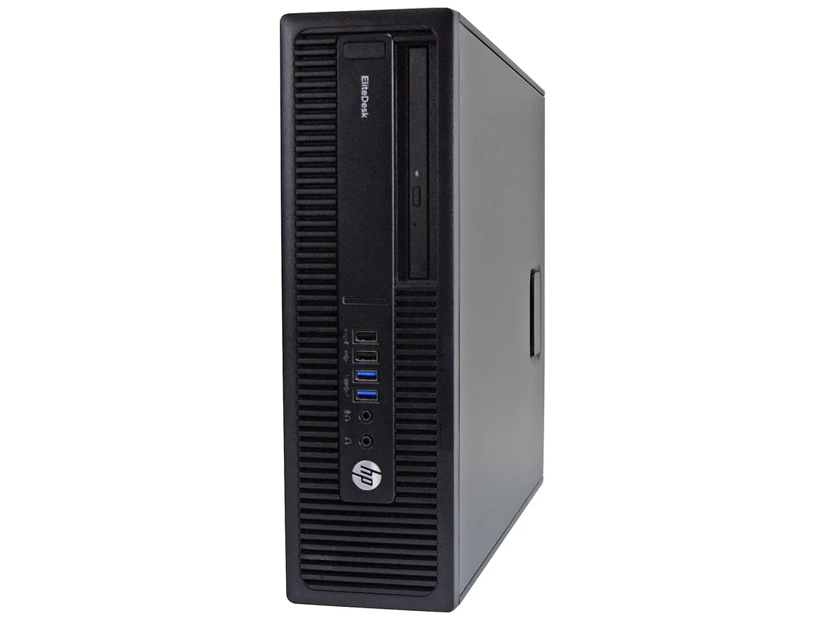 Small silver desktop tower, compact business PC