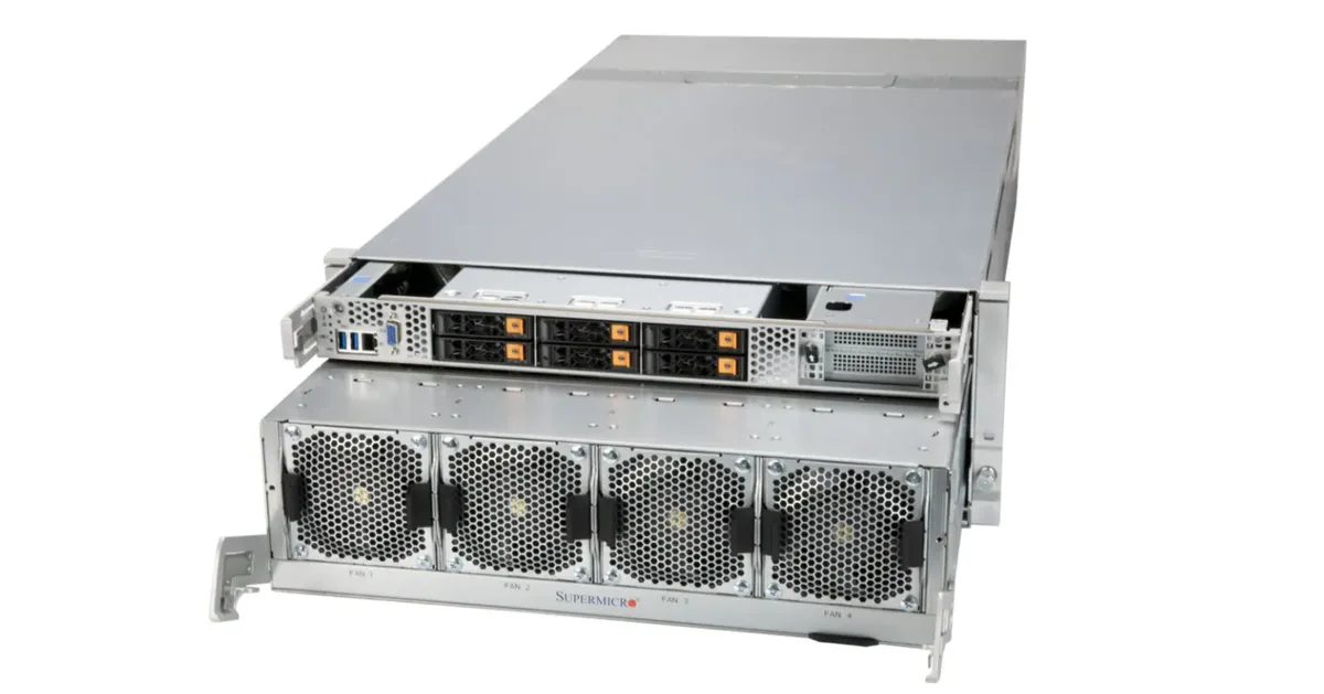 4U rack server chassis with eight GPU modules installed
