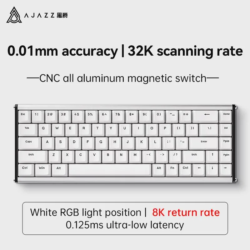 Ajazz Ajazz ALUX68 wired gaming keyboard Magnetic grain switch ABS White 68 keys — product photo