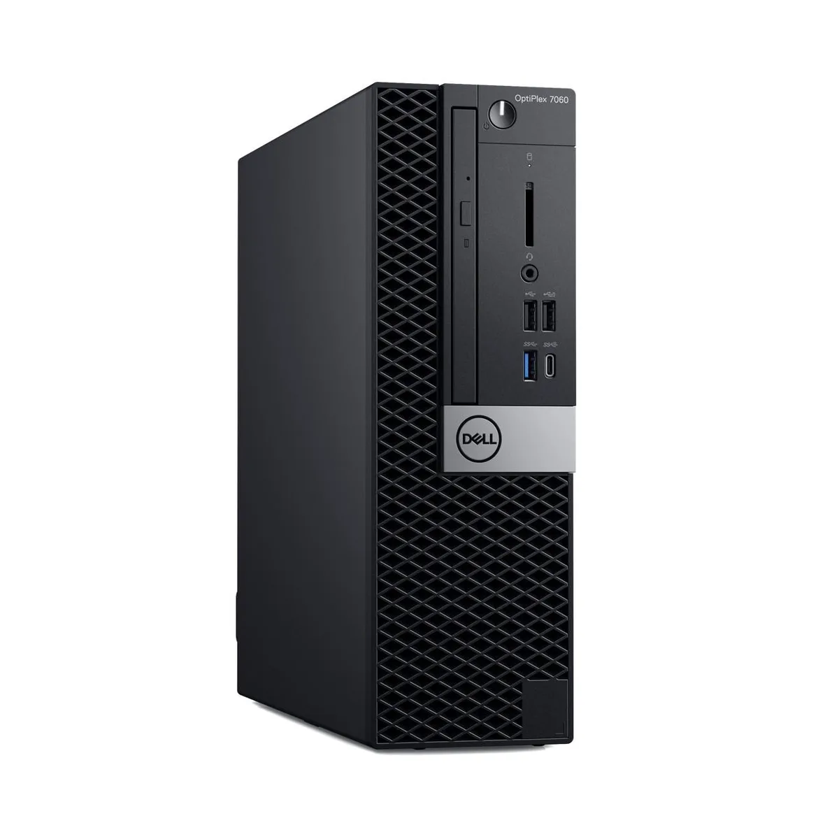Black small-form-factor desktop tower with DVD slot