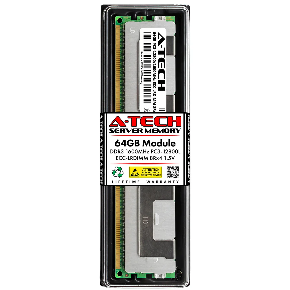 A-Tech A-Tech 64GB DDR3 1600 ECC LRDIMM 8Rx4 for HP 700838-B21 701807-081 Server Memory — photo du produit