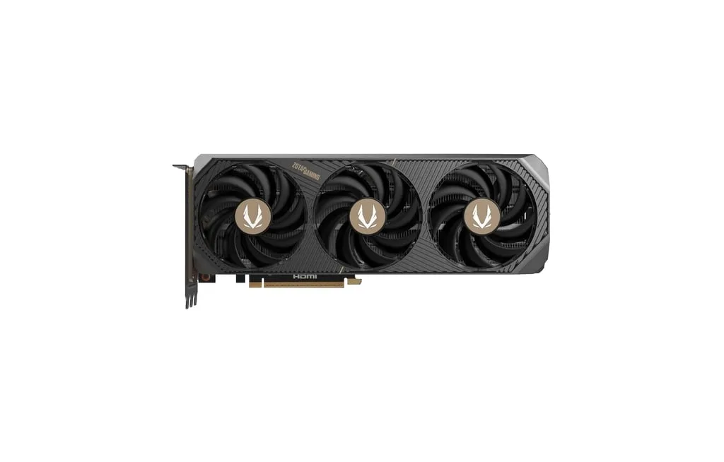 ZOTAC GeForce RTX 5080 SOLID CORE graphics card, triple-fan cooler, dark finish, ATX form factor