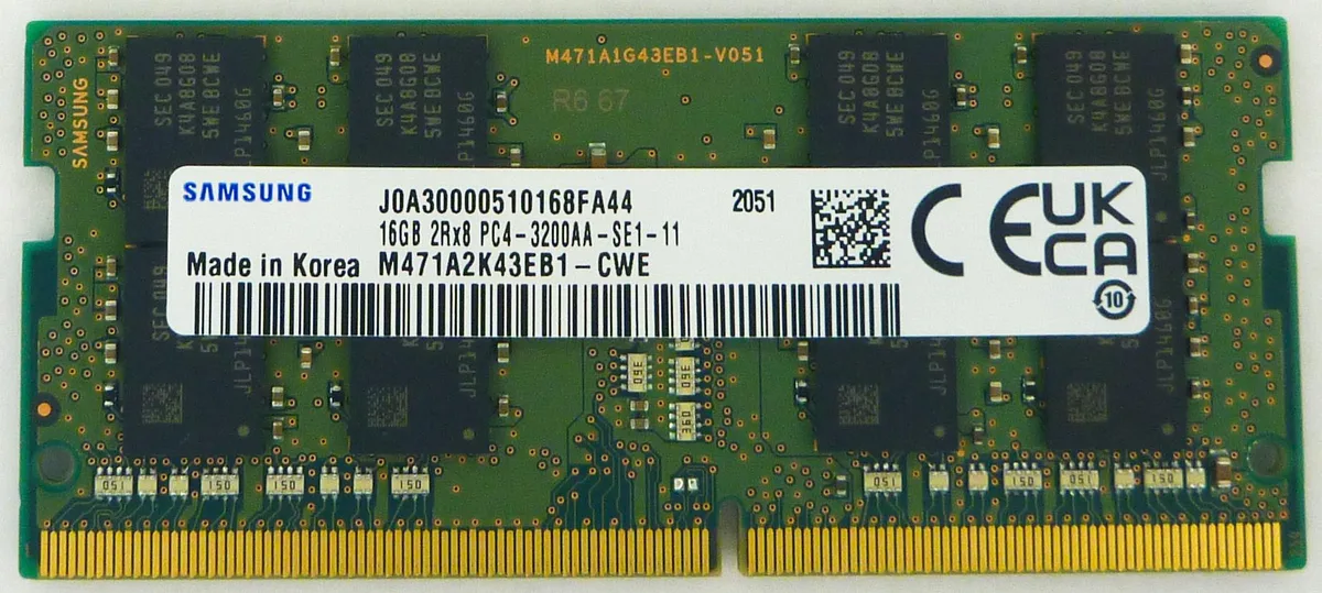 SAMSUNG SAMSUNG M471A2K43EB1-CWE 16GB DDR4 3200MHz CL22 260-Pin SODIMM laptop RAM — ürün fotoğrafı