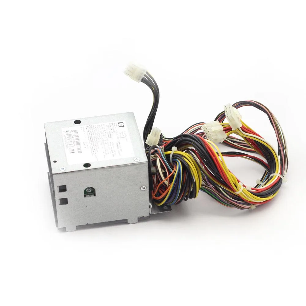 Silver rectangular ATX power supply unit with rear fan grille and power connector visible