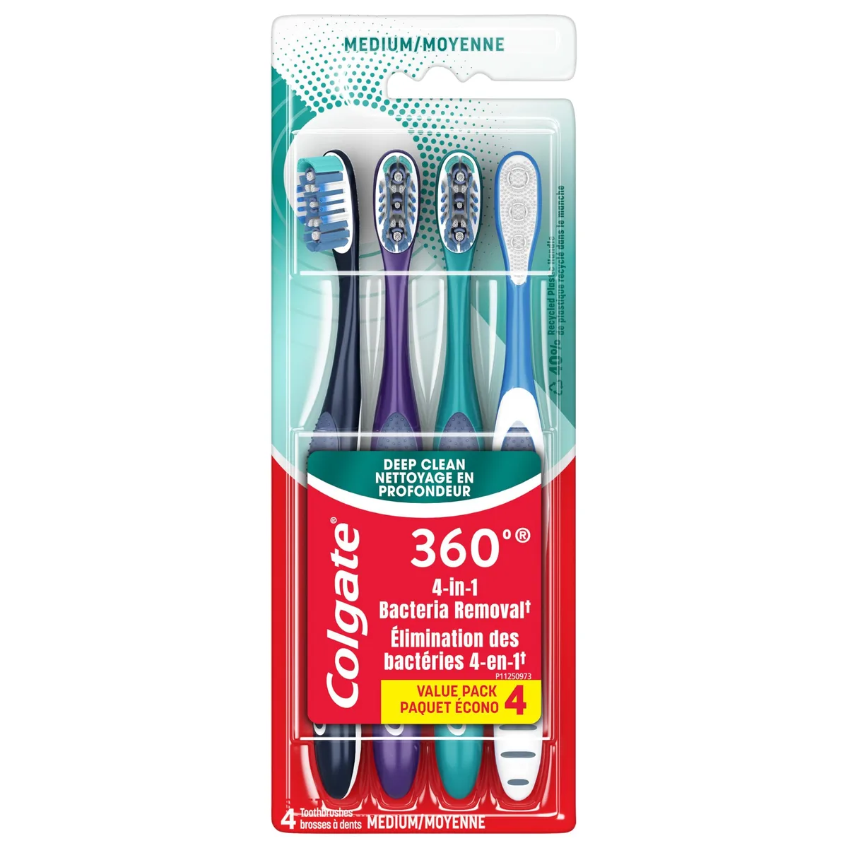  Waterpik Colgate 360 Whole Mouth Clean Toothbrush Medium 4 Pack — product photo