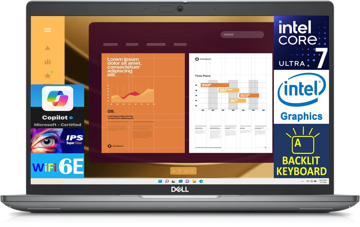 DELL DELL Latitude 5450 laptop Intel Core Ultra 7 155U 32GB DDR5 2TB 2230 PCIe SSD 14.0" FHD — photo du produit