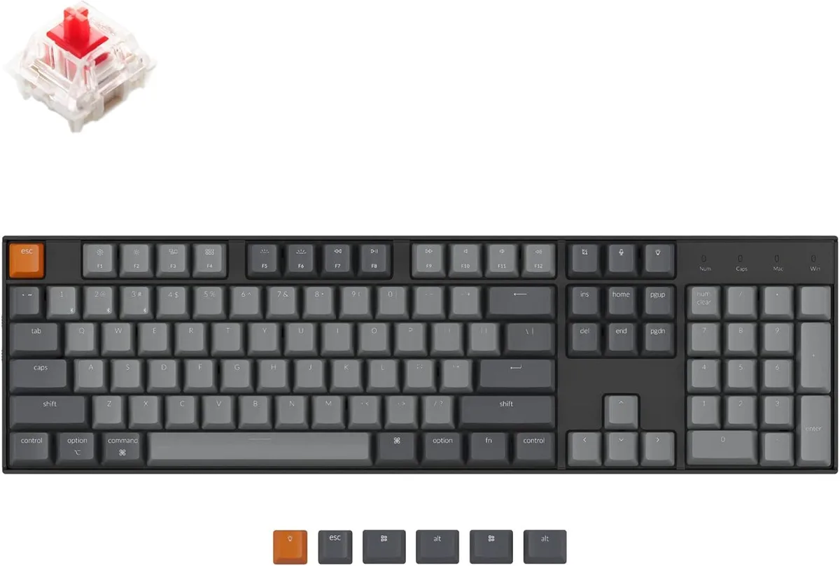 TUKO TUKO Gaming Keyboard Full Size 104 Keys Hot-Swappable Gateron G Pro Red Switch Bluetooth 5.1 — fotografia produktu