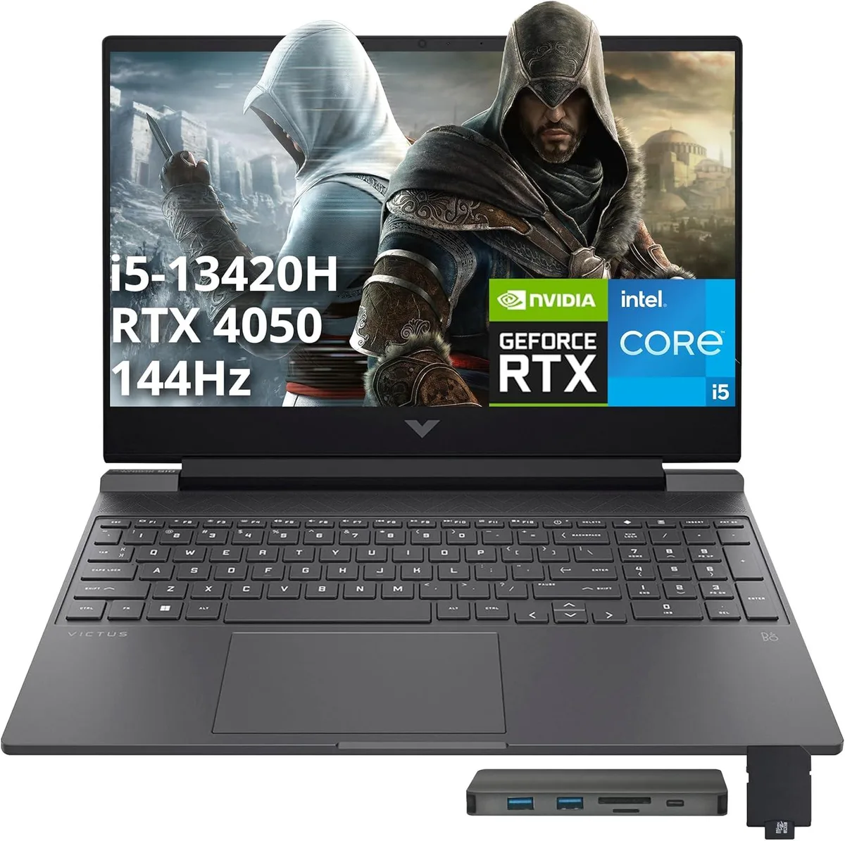 HP HP Victus 15.6" 144Hz FHD Gaming Laptop i5-13420H 16GB 512GB RTX 4050 Mica Silver Win 11 Pro — product photo