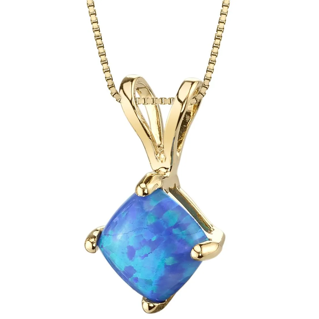 Oravo Oravo 14k Yellow Gold Cushion Cut Created Blue Opal Pendant .50 carat — product photo