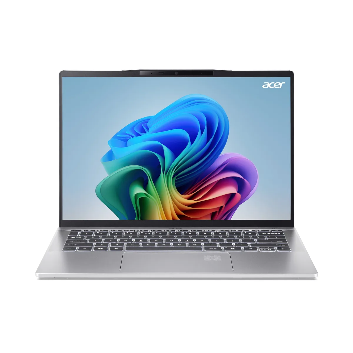 Silver 14 inch touchscreen laptop with slim bezels