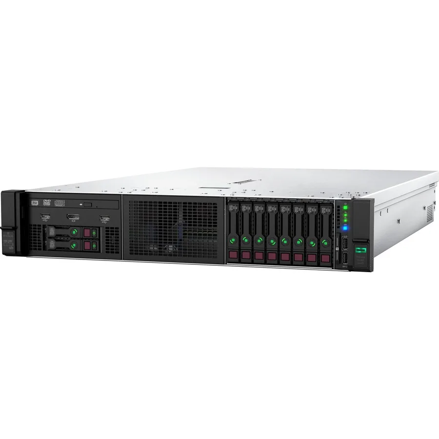 Silver 2U rack server with twelve front drive bays and dual power supplies