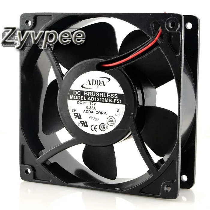 Black 120mm square frame fan 38mm thick two pin connector