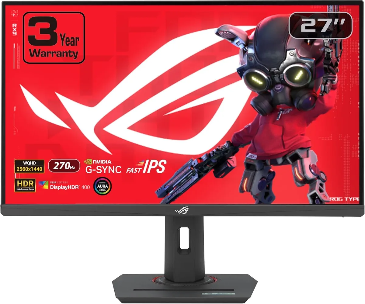 27 inch gaming monitor with adjustable dark stand