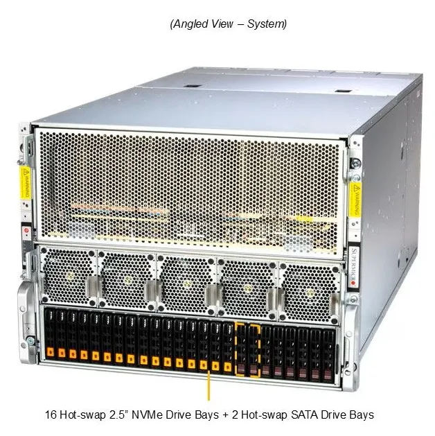 Supermicro Supermicro AS -8125GS-TNMR2-G1 8U rack server dual EPYC 9654 96-core 2.4GHz 2.3TB DDR5 1.9TB NVMe 8x MI300X — fotografia produktu