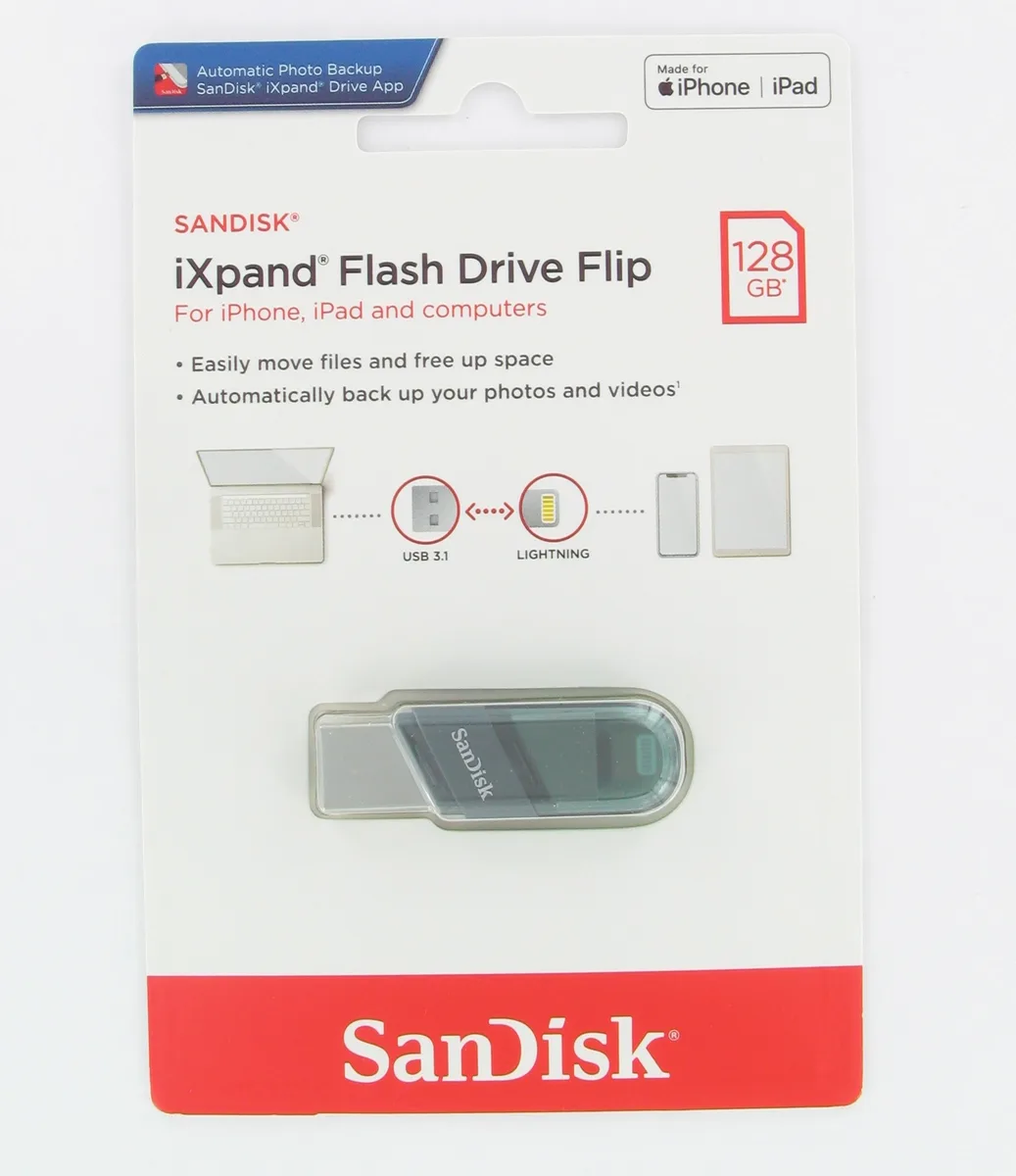 SanDisk SanDisk iXpand Flip 128GB USB 3.1 Lightning Silver/Blue — termékfotó