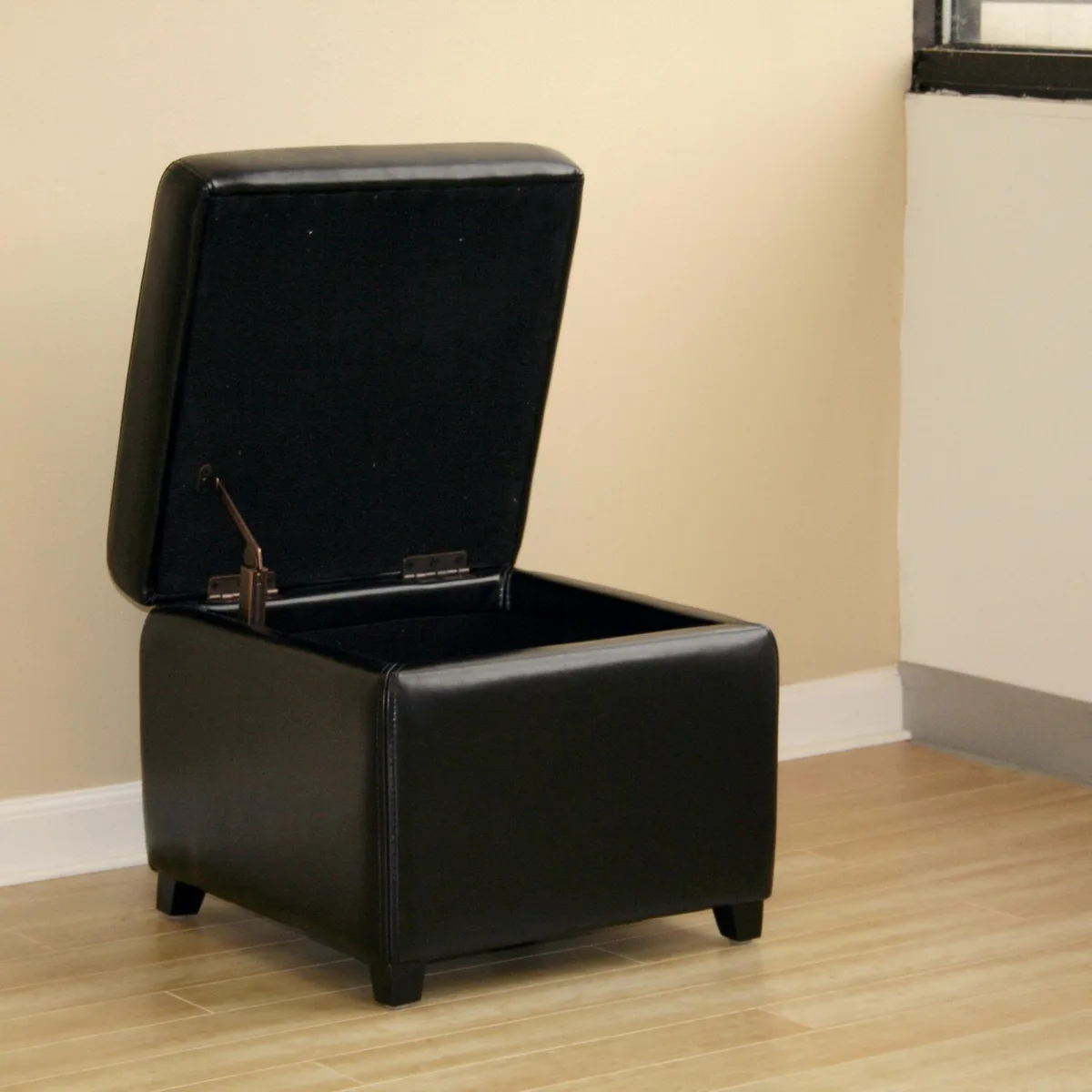 Baxton Studio Baxton Studio A-13116-1958-NEGGS Black Leather Storage Cube Ottoman — fotografija proizvoda