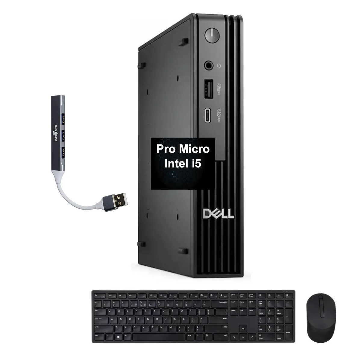 Small black desktop box, compact square shape, smooth matte finish