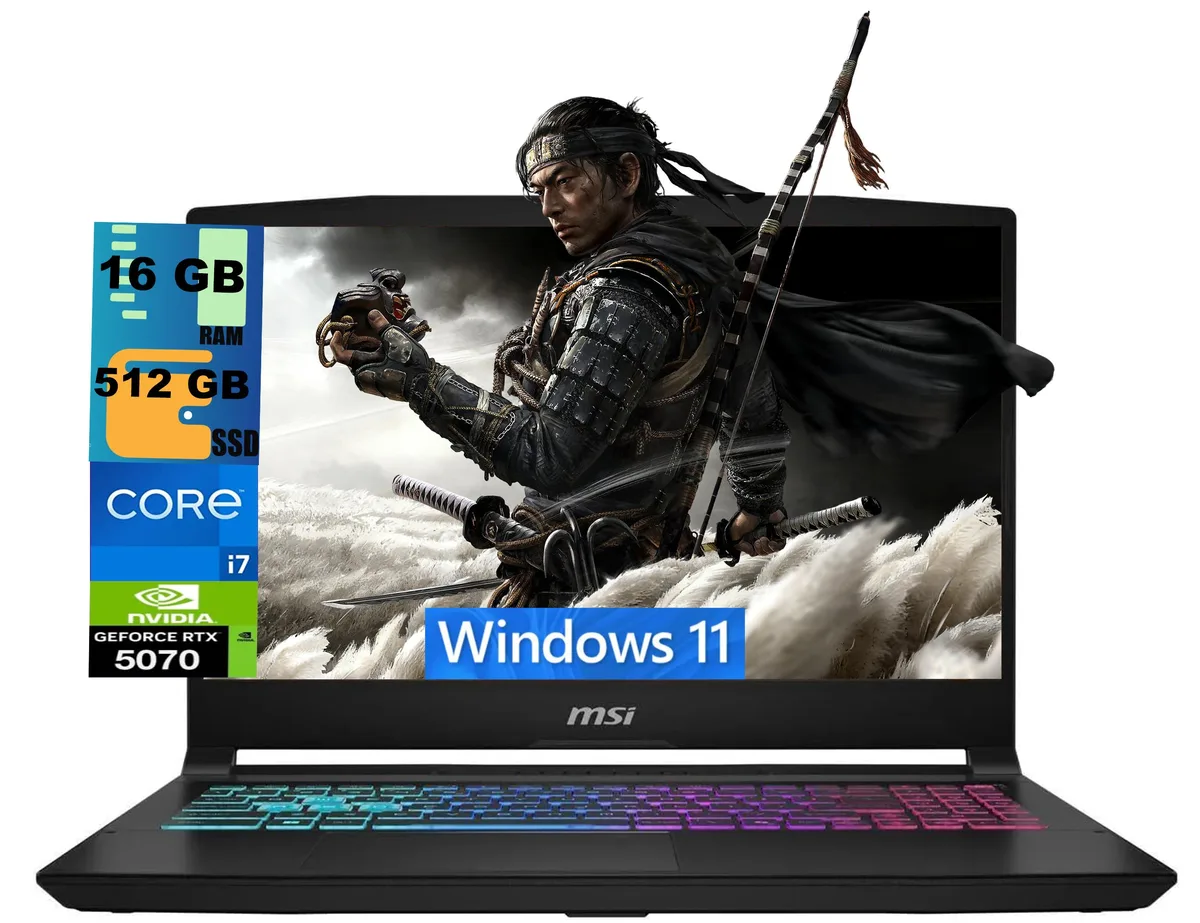 Black 15.6 inch gaming laptop with 4-zone RGB keyboard