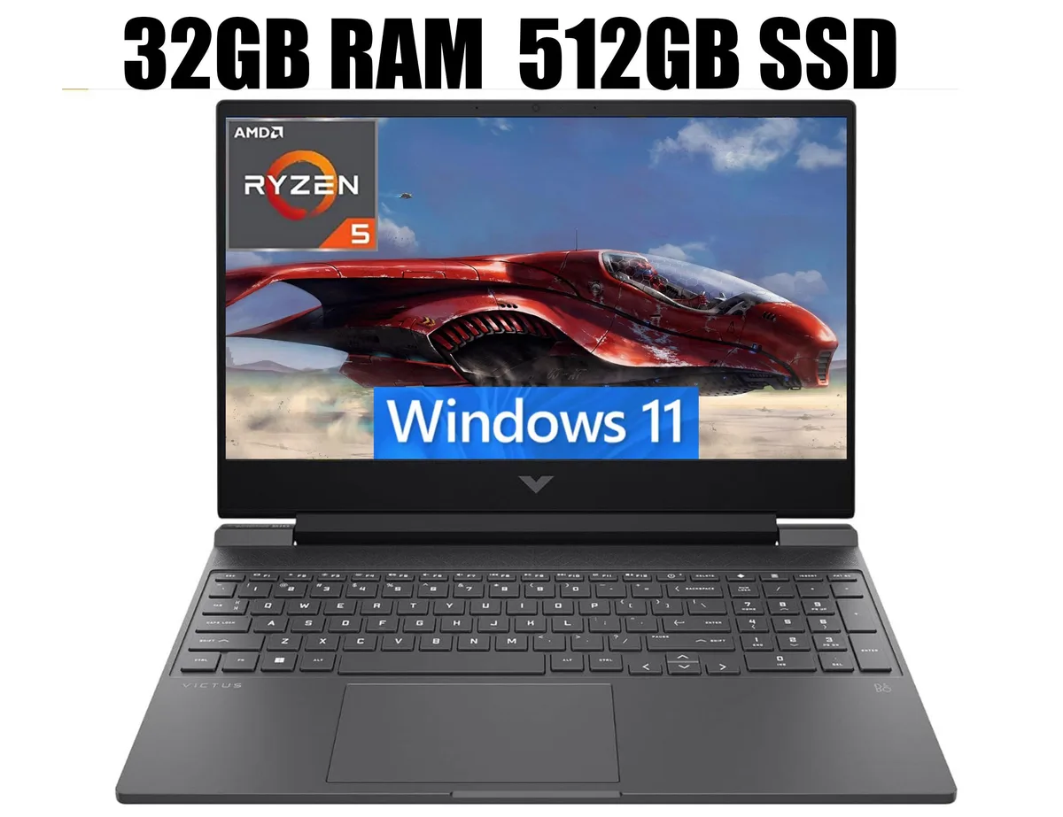Black 15.6 inch gaming laptop with backlit keyboard and numeric keypad