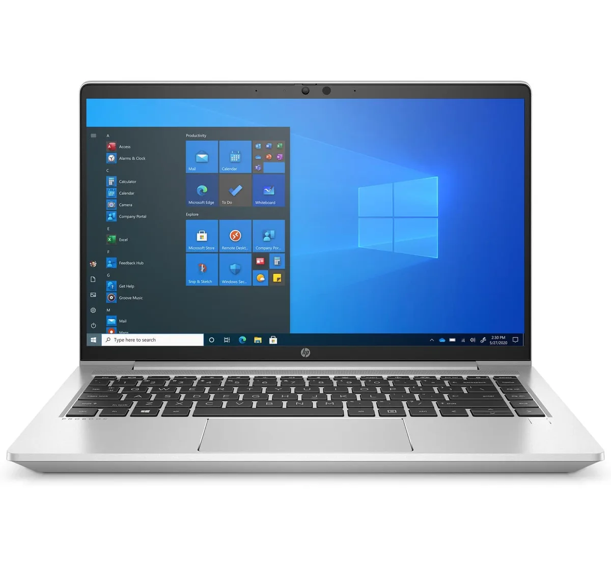 Silver HP ProBook 445 14 inch laptop closed view