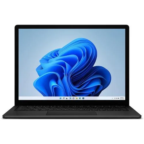 Black 13.5-inch laptop with non-touch 2K display, backlit keyboard, Windows Hello camera and charger