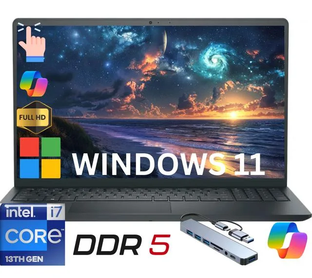 DELL DELL 15.6" Touchscreen Laptop i7-1355U 24GB DDR5 256GB NVME — product photo
