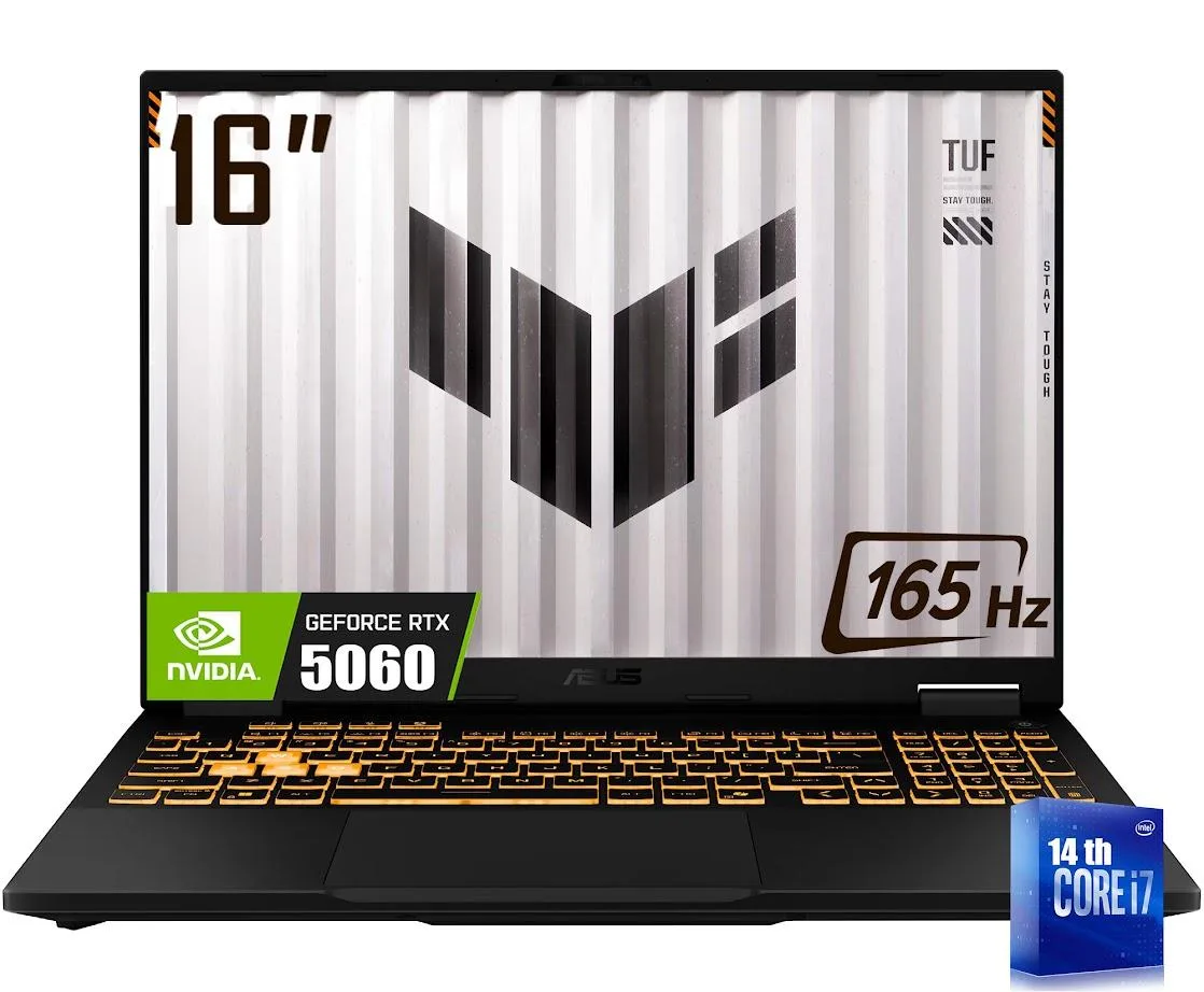 Gray 16 inch gaming laptop with RGB backlit keyboard