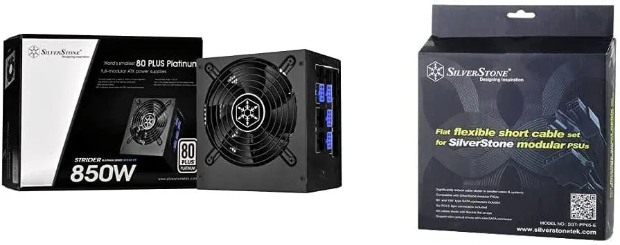 Silverstone Technology Silverstone Technology Strider 850W 80 Plus Platinum Modular PSU & PP05-E Cable Set — photo du produit