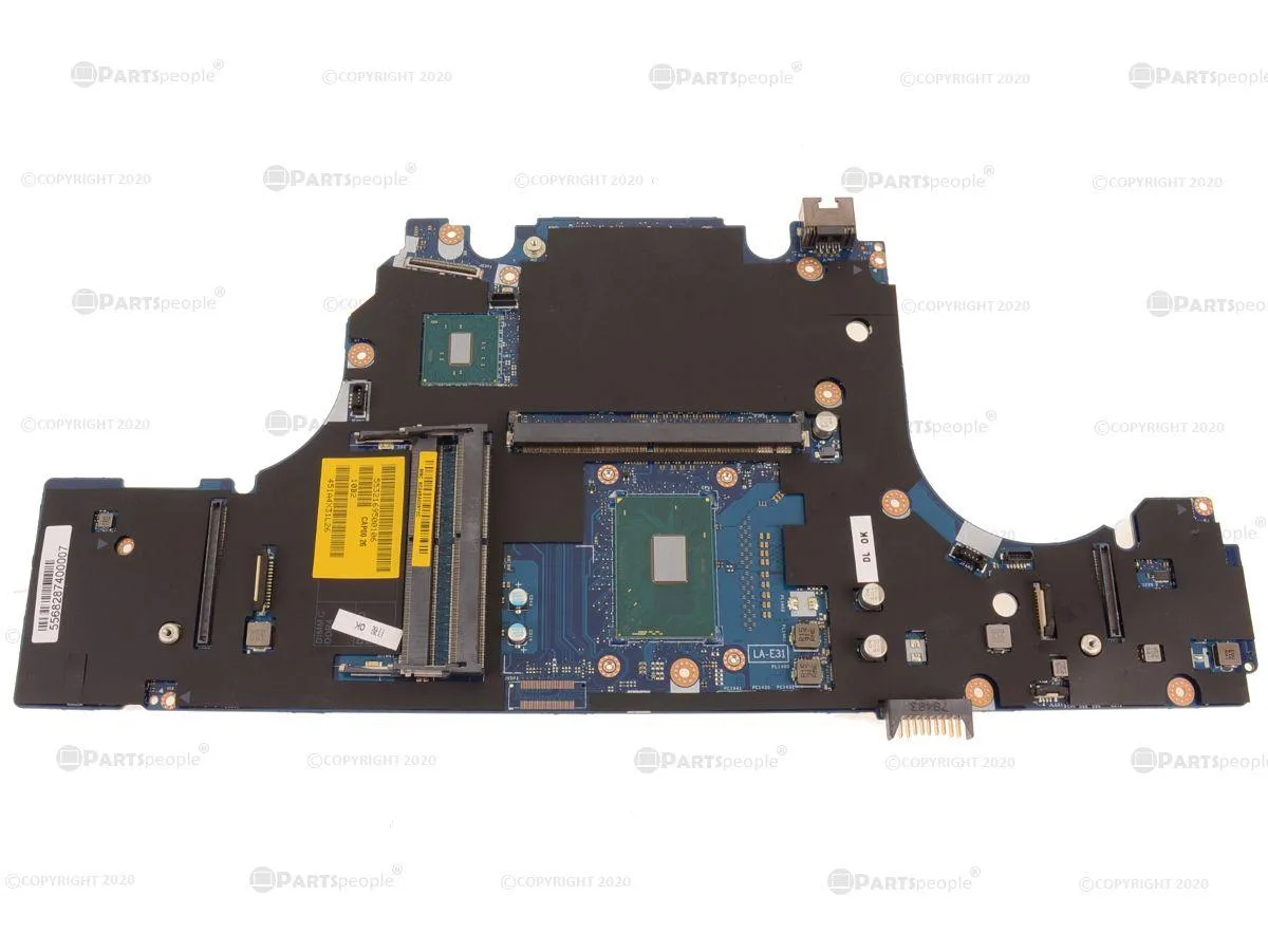 Green laptop motherboard with silver heatsink and mounted CPU