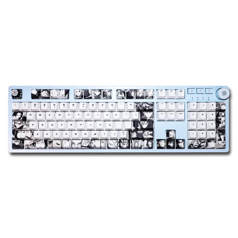 Black Naruto-themed 108-key keycap set on a plain background