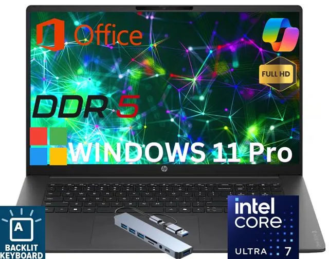 Black 17.3 inch laptop with matte finish and thin bezels