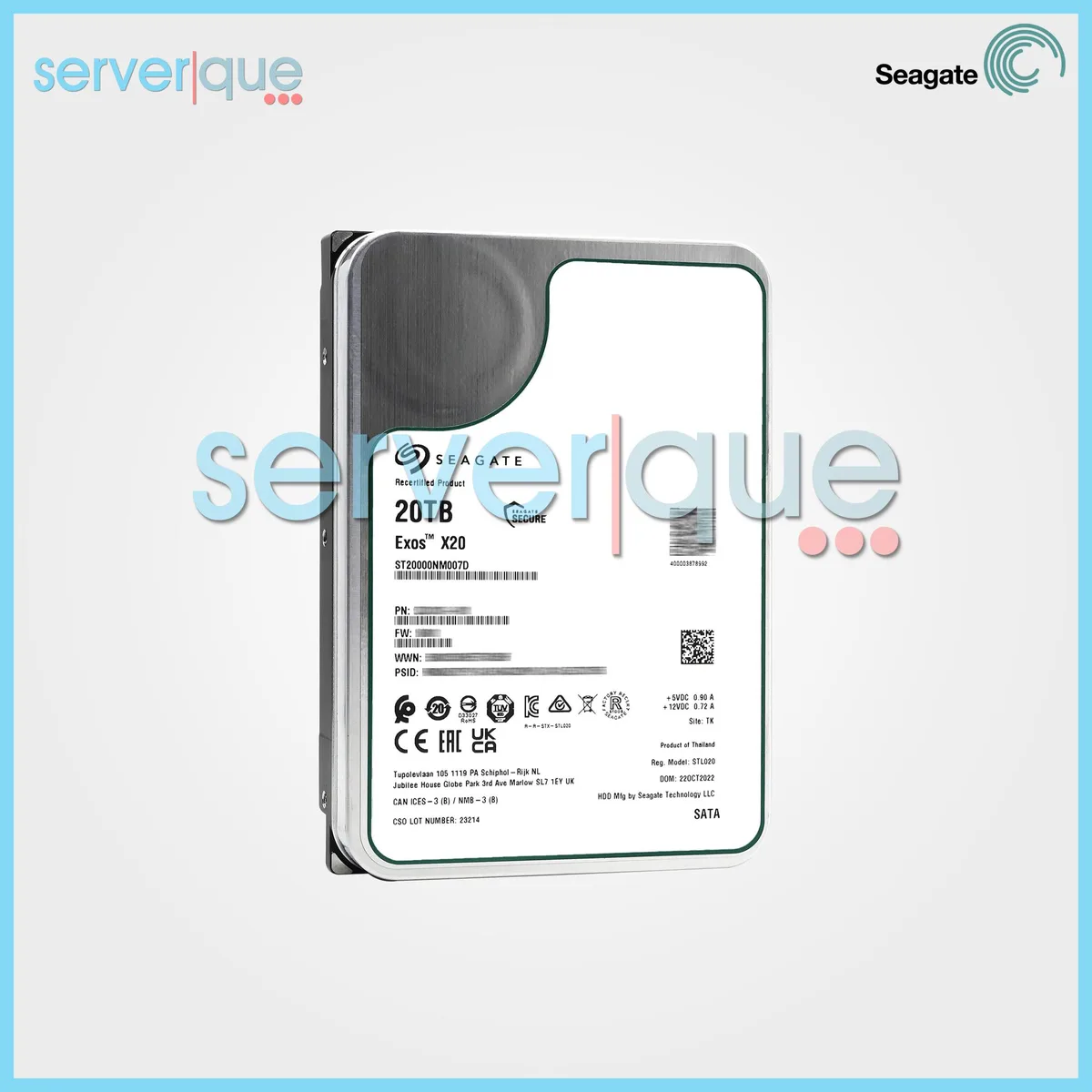 Seagate Seagate ST20000NM007D Exos X20 20 TB 7.2K SATA 3.5" 4Kn — 商品写真