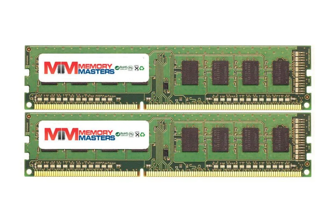 Two green DDR3 UDIMM sticks with gold contacts