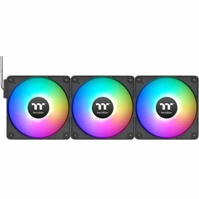 Three 140 mm square fans in black frames with transparent blades and ARGB lighting rings