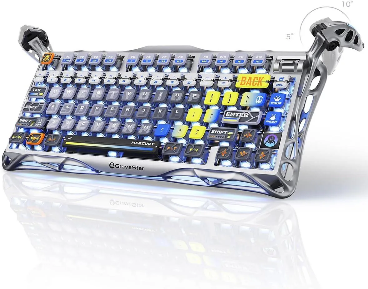 WISDUM WISDUM Mercury K1 Pro 75% Wireless Mechanical Gaming Keyboard Interstellar Silver — product photo