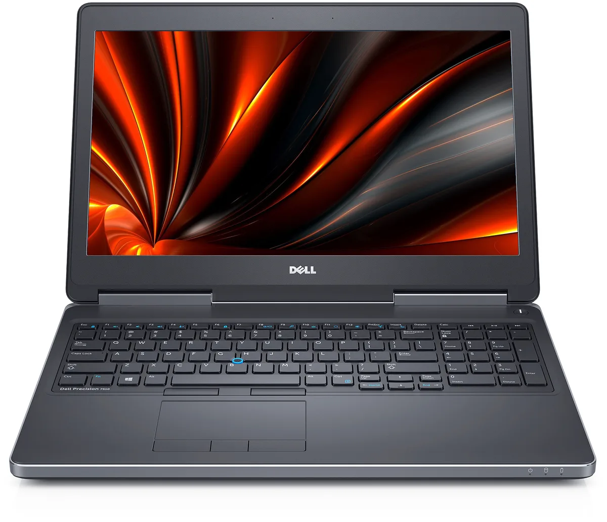 Black Dell Precision 7510 mobile workstation with 15.6 inch anti-glare display and backlit keyboard